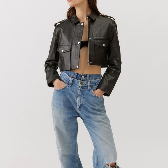 Deadwood Bella Cropped Moto Leather Jacket - Picture 5 of 8
